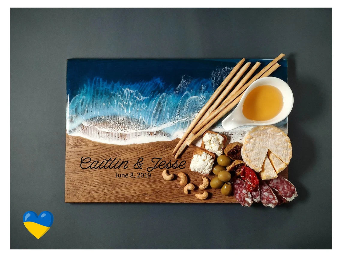 Personalized Wedding Family gift box, Cutting Board With Handles Or Resin Coasters