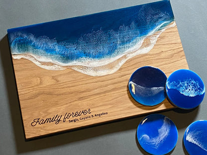 Personalized Wedding Family gift box, Cutting Board With Handles Or Resin Coasters