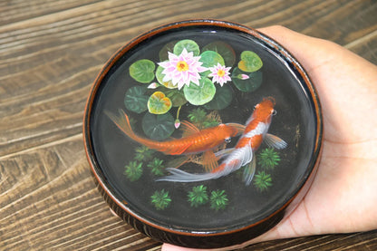 5 Inch Manual Drawing Koi Aquarium, Epoxy Resin Mini Aquarium Landscape