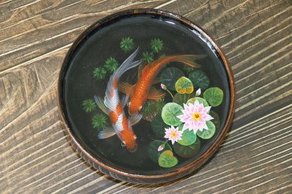 5 Inch Manual Drawing Koi Aquarium, Epoxy Resin Mini Aquarium Landscape