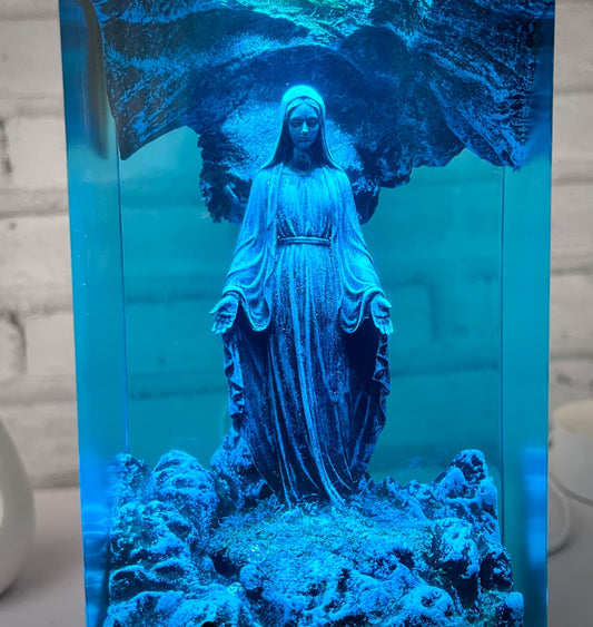 Blessed Mother Resin Wood Night Light