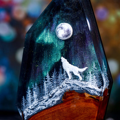 Aurora Borealis Lamp Howling Wolf Northern Night Light