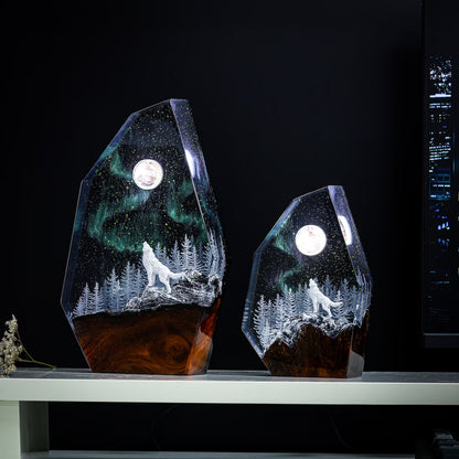 Aurora Borealis Lamp Howling Wolf Northern Night Light