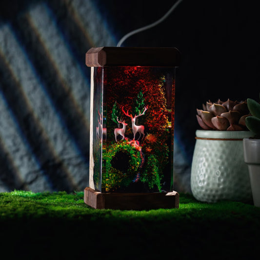 Deer and Landscape Resin Night Light