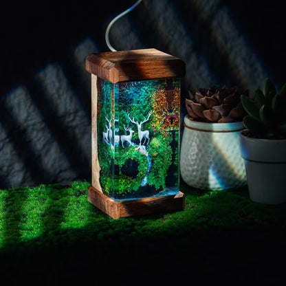 Deer and Landscape Resin Night Light