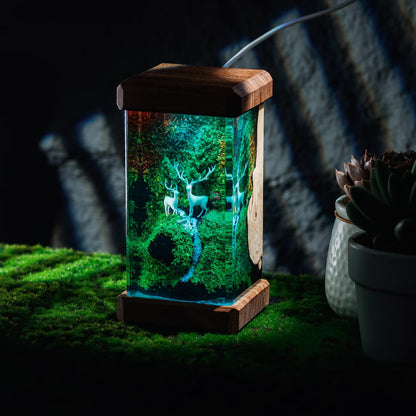 Deer and Landscape Resin Night Light