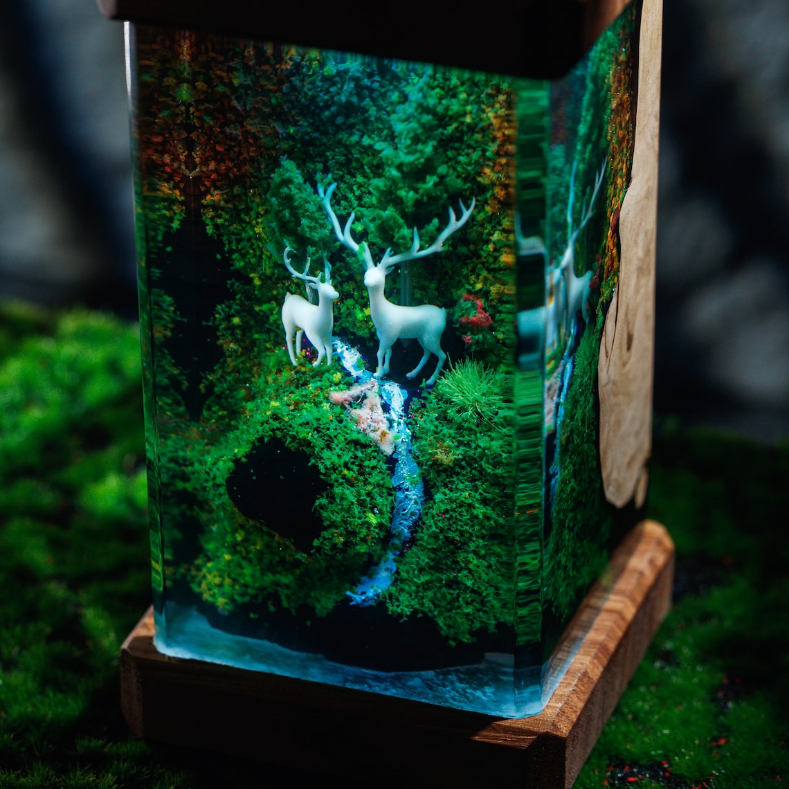 Deer and Landscape Resin Night Light