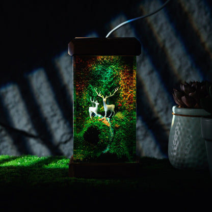 Deer and Landscape Resin Night Light