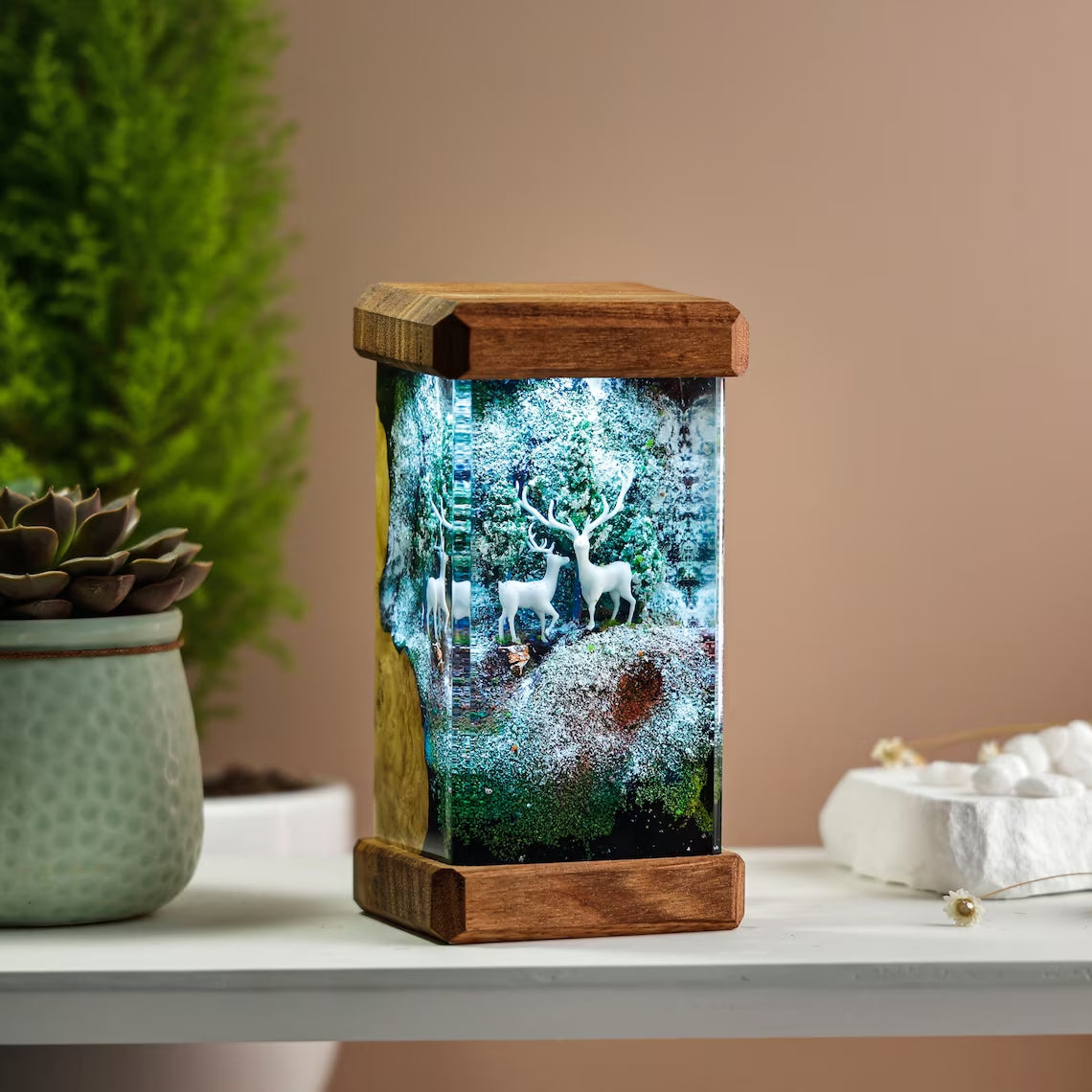 Deer and Landscape Resin Night Light