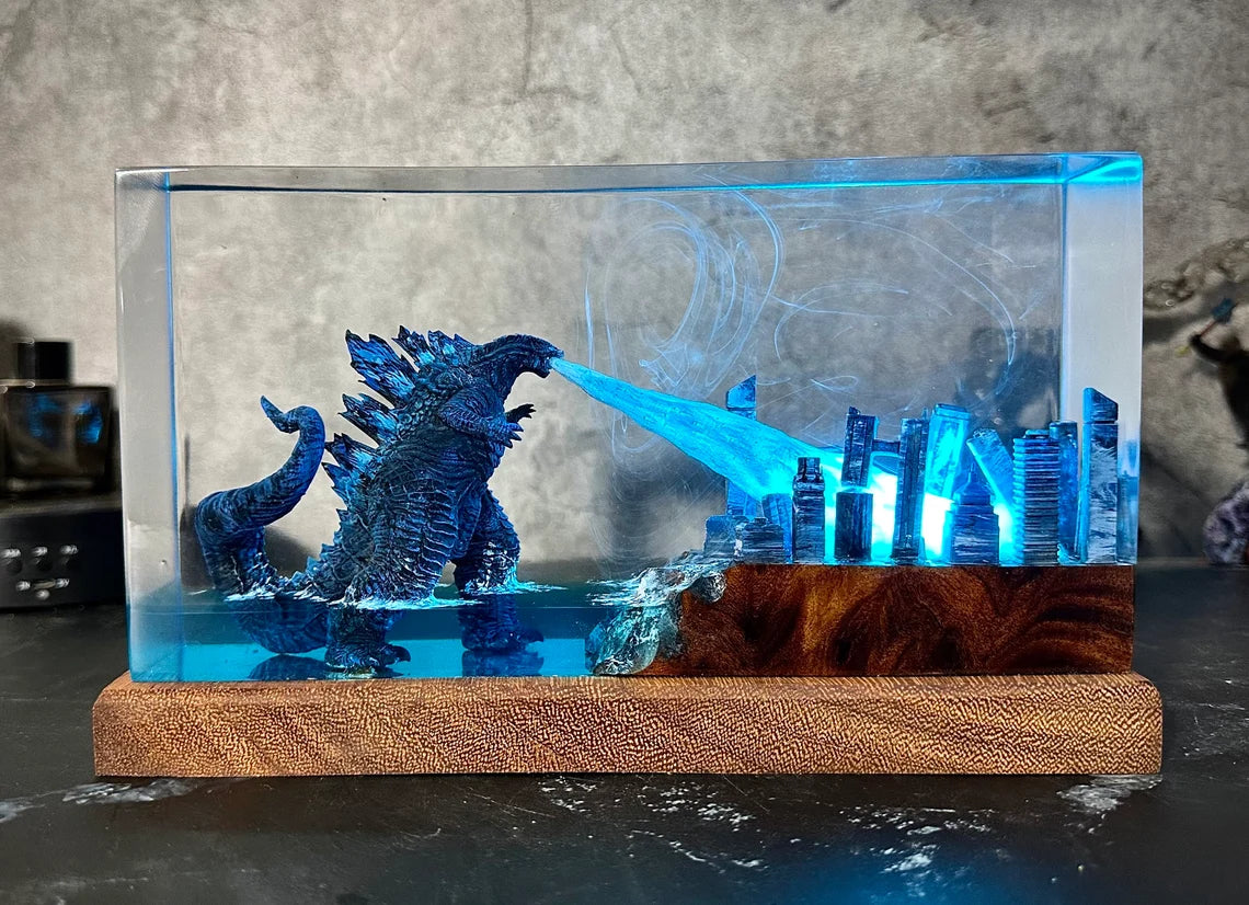 Monster Resin Lamp, Godzilla Custom Resin Night Light