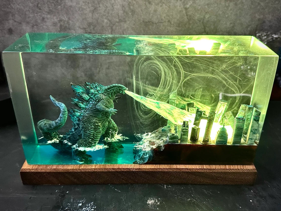 Monster Resin Lamp, Godzilla Custom Resin Night Light