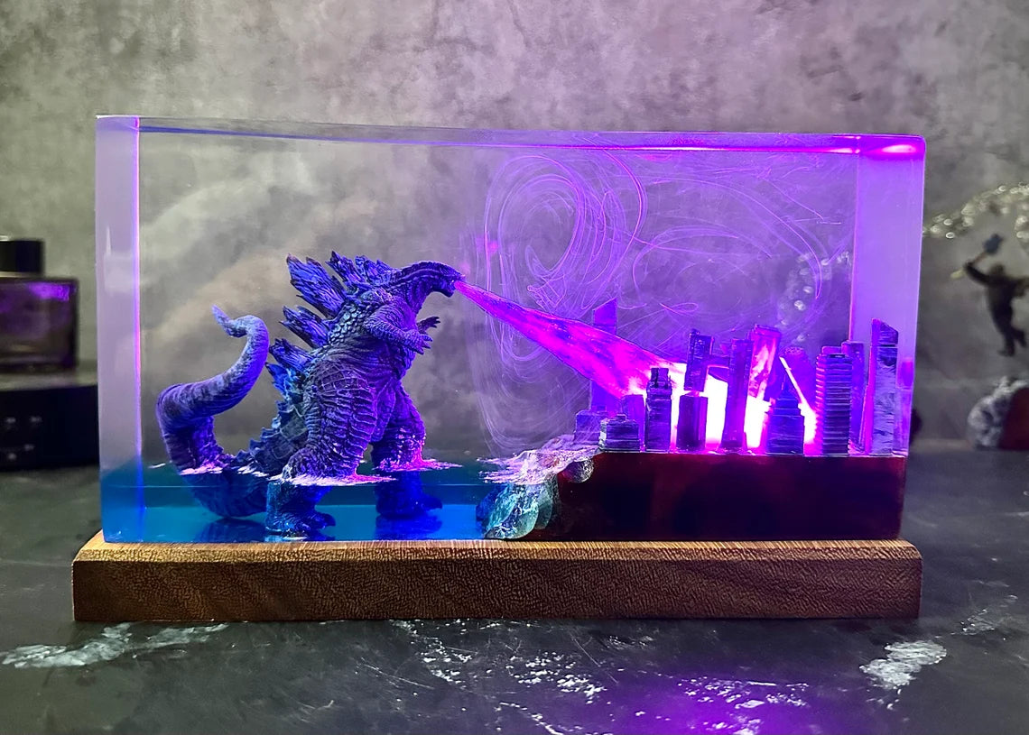 Monster Resin Lamp, Godzilla Custom Resin Night Light