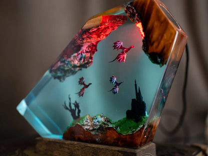 Fire Dragon and Ice Dragon Resin Lamp