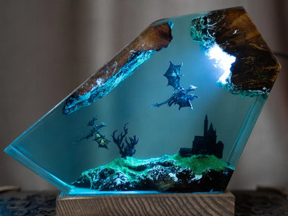 Fire Dragon and Ice Dragon Resin Lamp