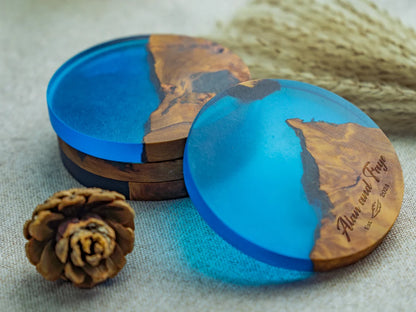 Custom Epoxy Resin Burl Wood Coasters