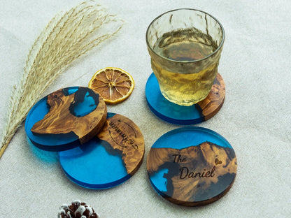 Custom Epoxy Resin Burl Wood Coasters