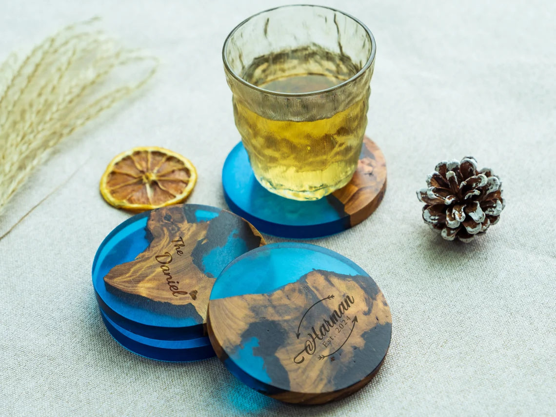 Custom Epoxy Resin Burl Wood Coasters