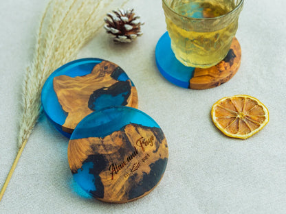 Custom Epoxy Resin Burl Wood Coasters