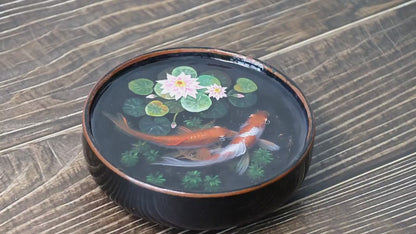 5 Inch Manual Drawing Koi Aquarium, Epoxy Resin Mini Aquarium Landscape